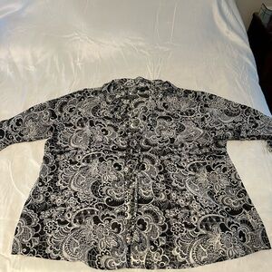 Elegant Black and White Lace Blouse